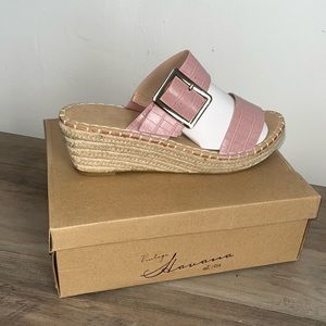 New Vintage Havana  Robin Wedge buckle Sandals pink NIB size 11